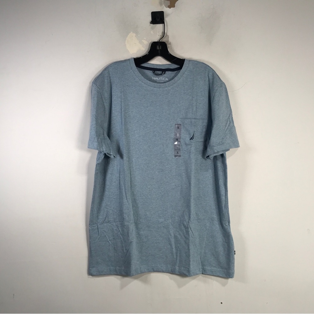 Nautica Crew Neck Pocket Tee, Men's Size XL - Crystal Bay Heather Blue